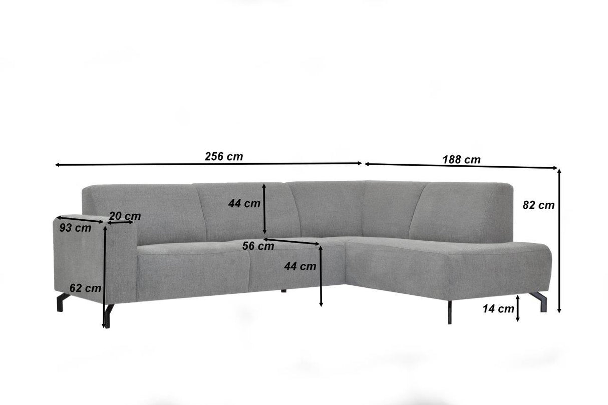 Verona Industrial Corner Sofa Fabric Anthracite Right