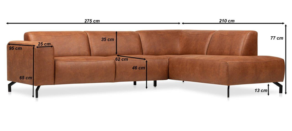 Corner sofa anthracite robust eco-leather Barin - right