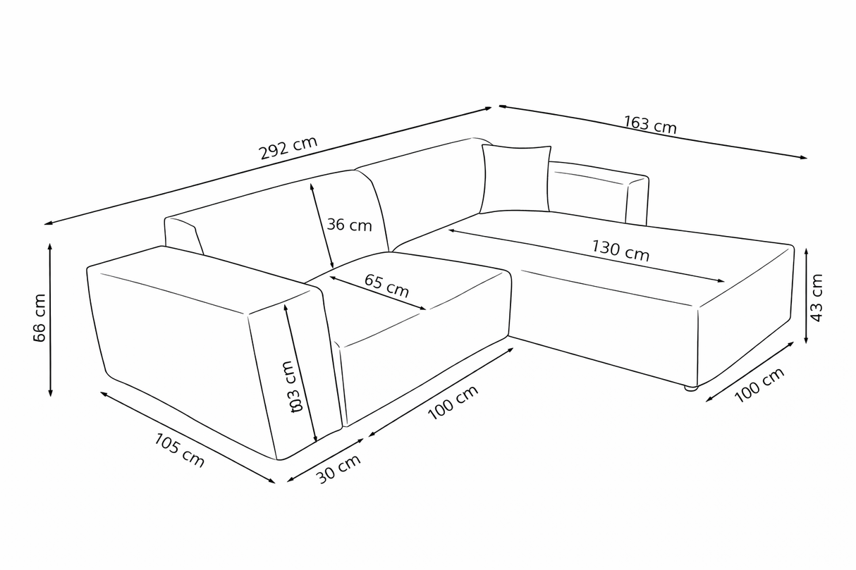 Corner sofa Wayne Chenille Taupe 260cm - Left & Right Mountable