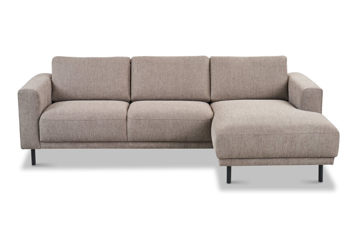 Modern Right Corner Sofa Taupe Fabric Aniko with Chaise Longue 238x142x78 cm