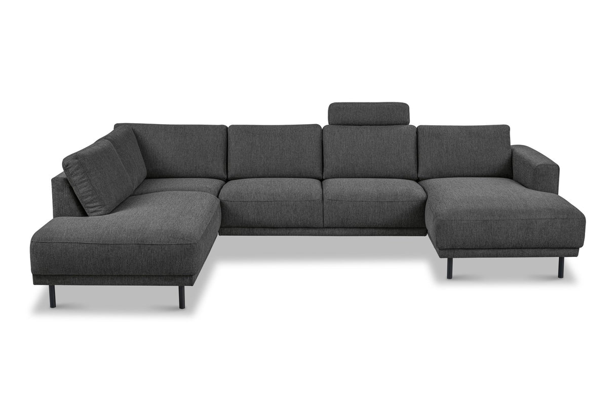Modern U-Shape Sofa Corner Sofa Left Anthracite Fabric Aniko 310x197x78 cm