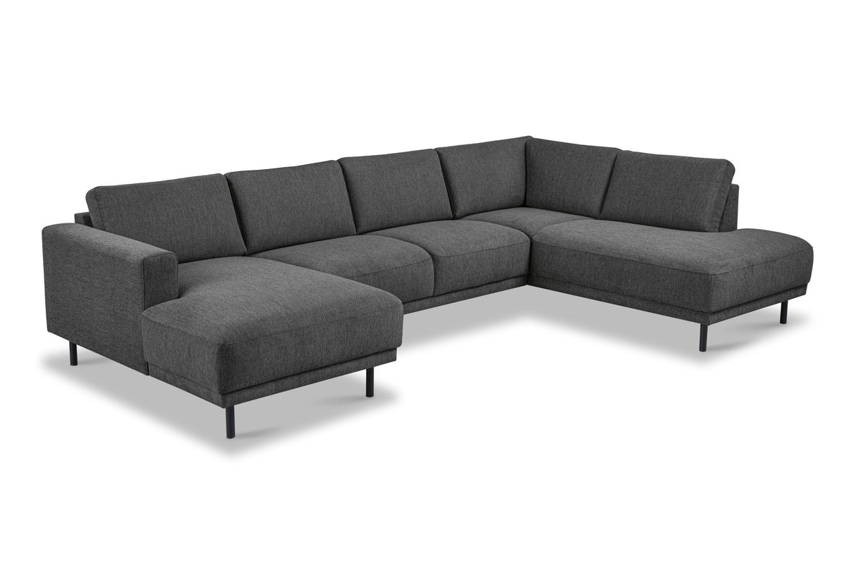 Modern U-Shape Corner Sofa Right Antracite Fabric Aniko 310x197x78 cm
