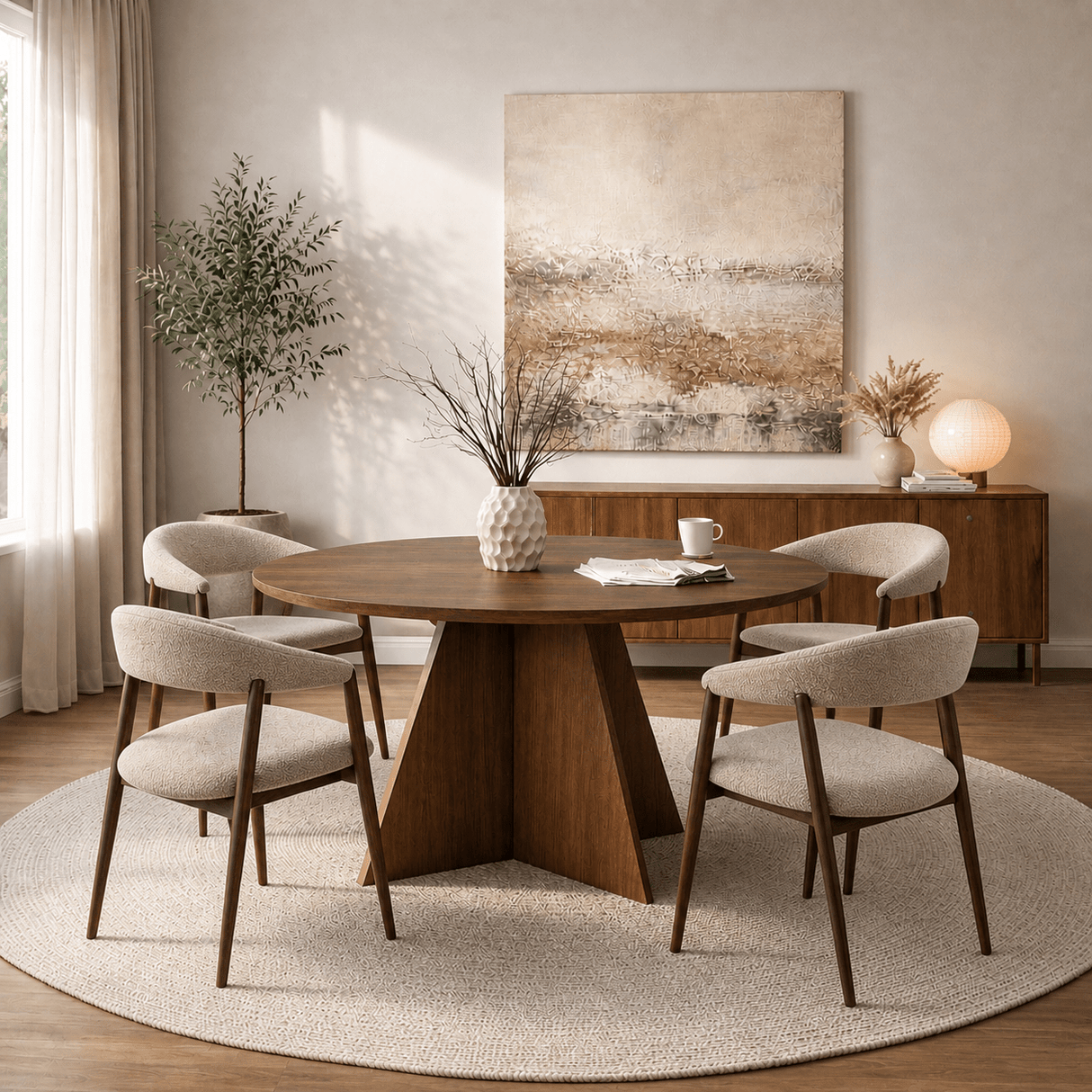 Dining room table round Walnut - 120 cm - Mary