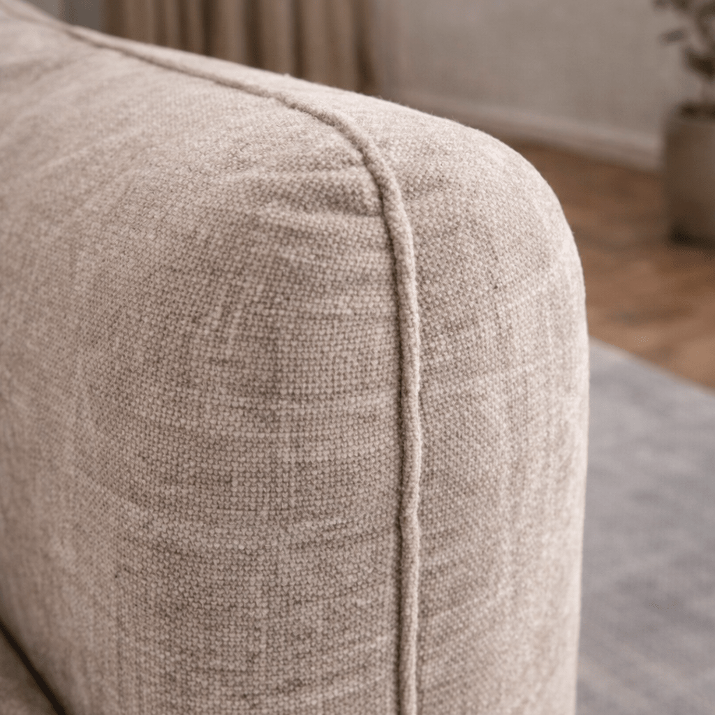 Corner sofa chaise longue beige textured fabric Dwayne - left