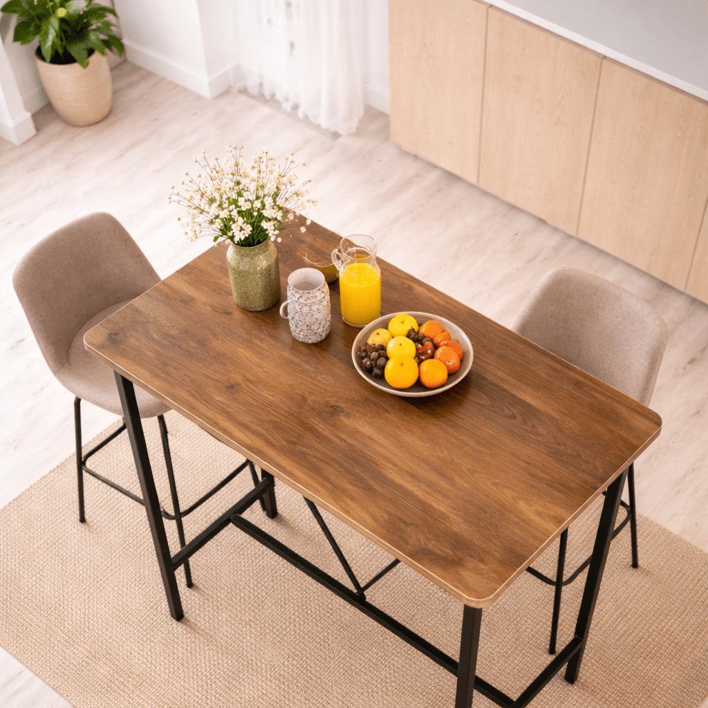 Bar table Walnut melamine - 90 x 48 cm - 92 cm high - North