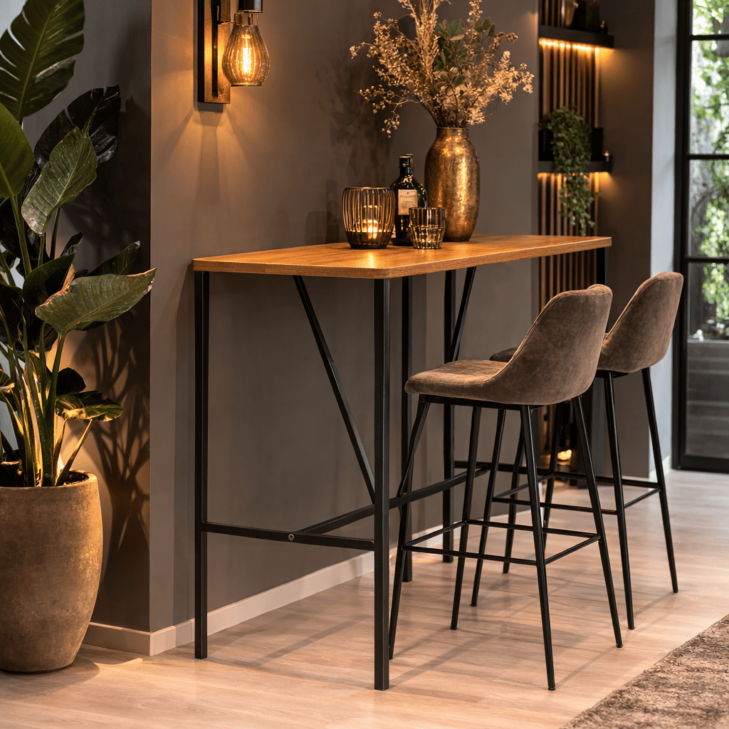 Bar table Walnut melamine - 90 x 48 cm - 92 cm high - North