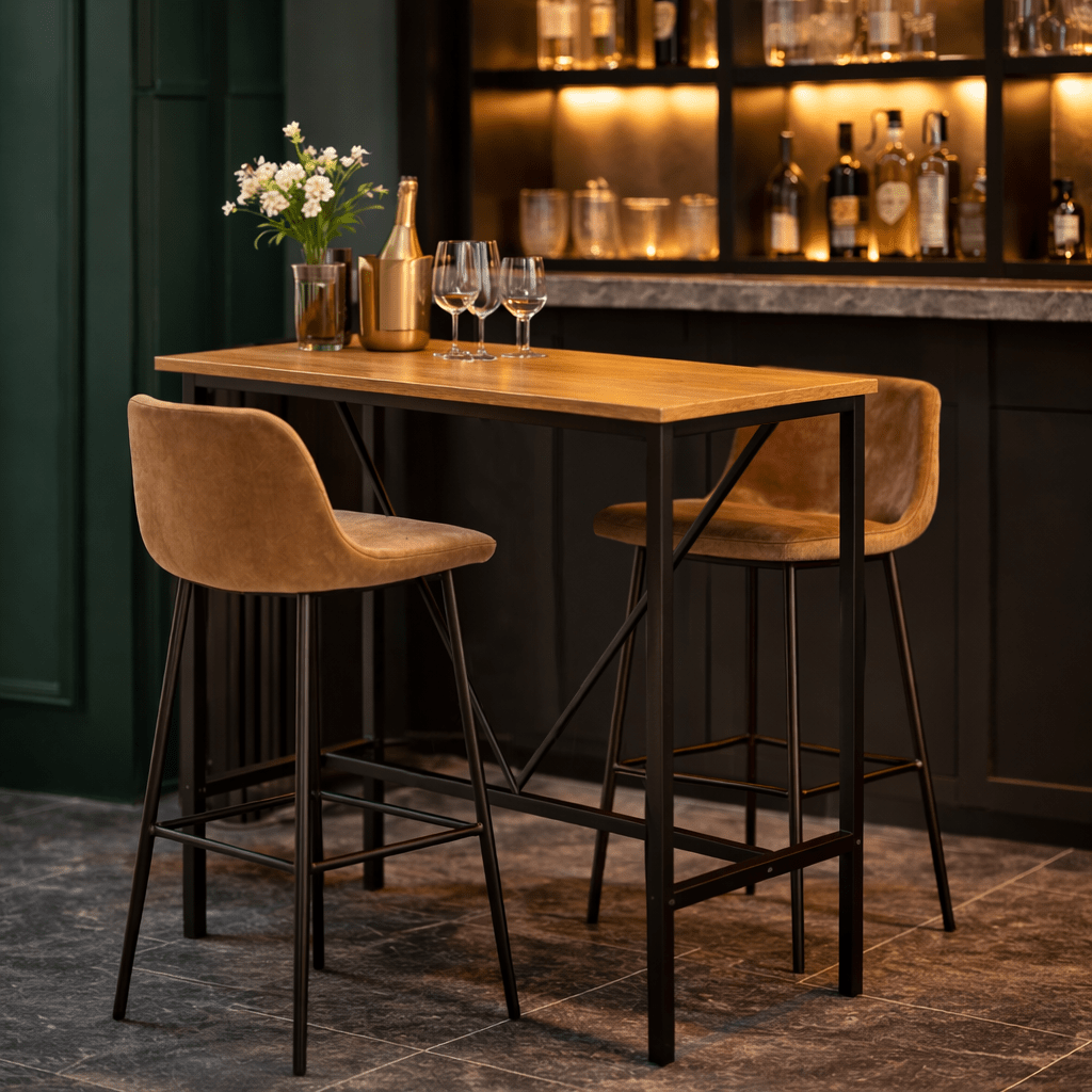 Bar table Walnut melamine - 90 x 48 cm - 92 cm high - North