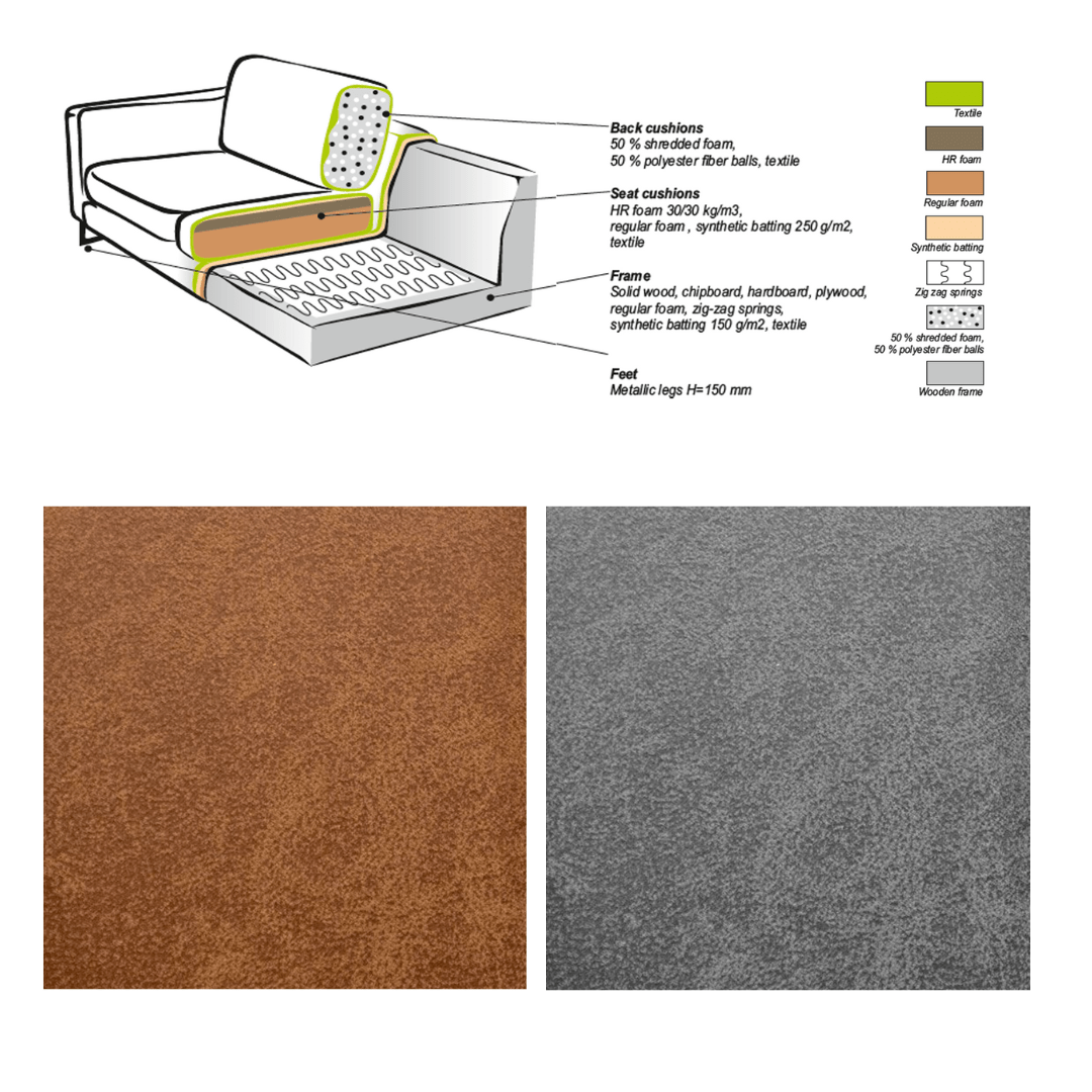 Gray microfiber corner sofa Tulin - left