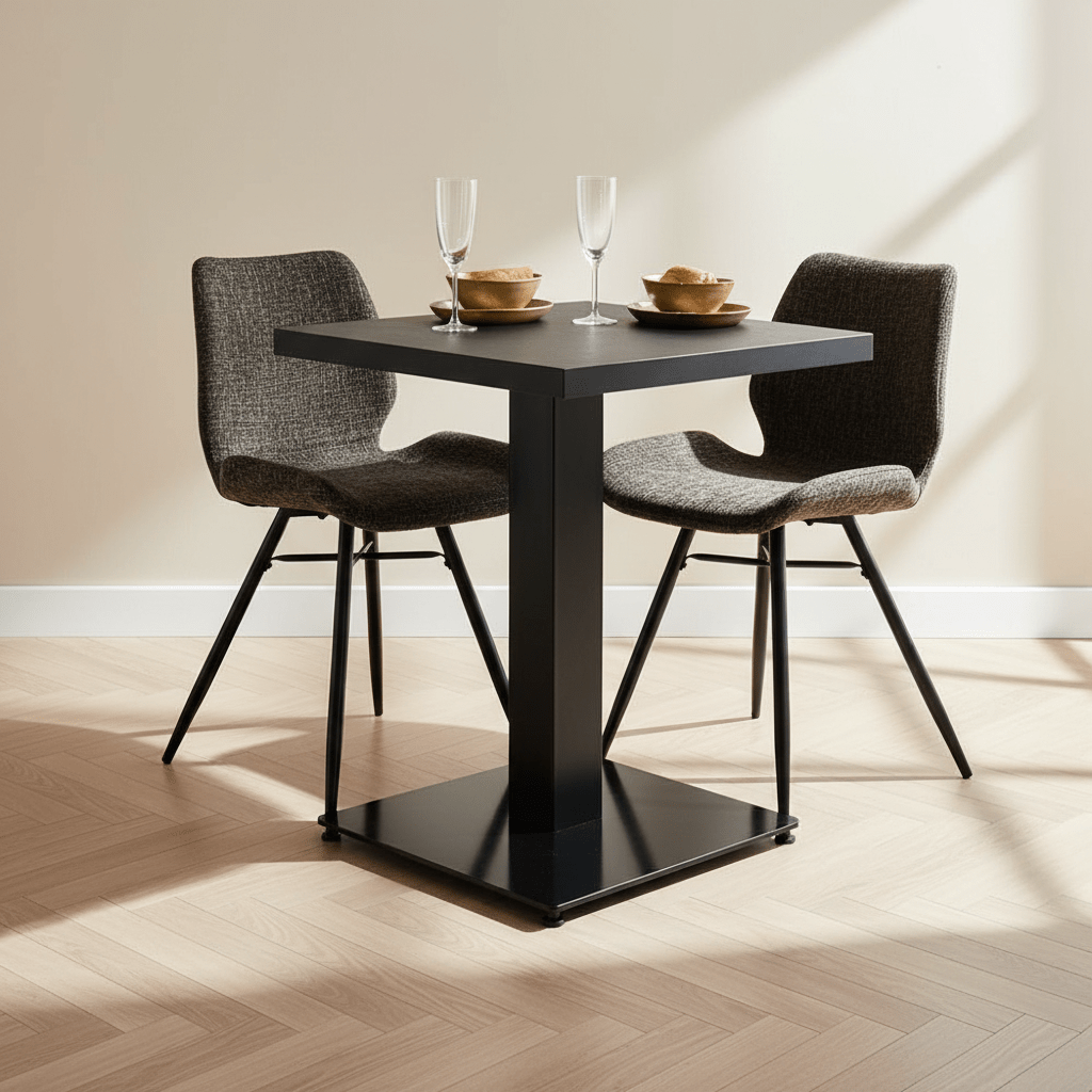 Bistro table Robin square melamine black atmospheric photo in a modern interior