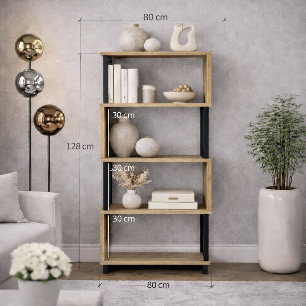 Bookcase Ceylan Walnut Melamine 80x128x22 cm