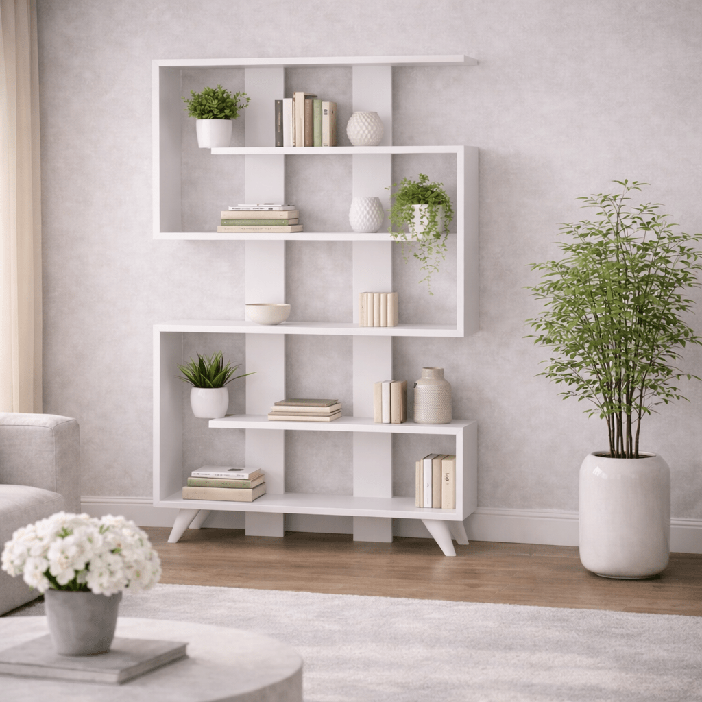 Bookcase Rain White Melamine 120x162x20 cm