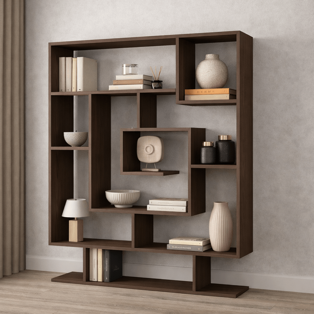 Bookcase Sarmasik Wengé Brown Melamine 124.8x149.4x22 cm