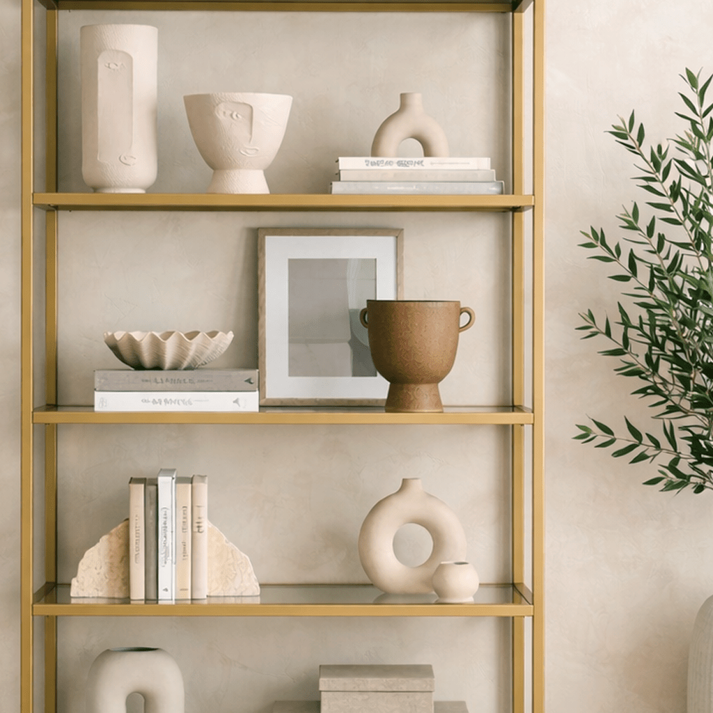 Bookcase Veneto Gold Glass 80x165x30 cm