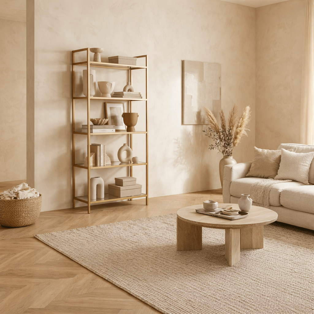 Bookcase Veneto Gold Glass 80x165x30 cm