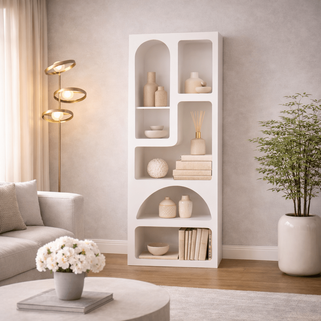 Bookcase Venus white melamine 60x150x32 cm