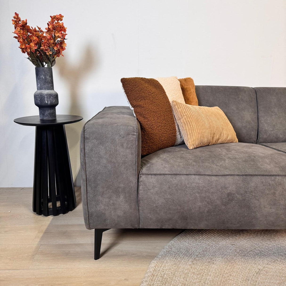 Industrial corner sofa anthracite eco-leather Brisbane - right