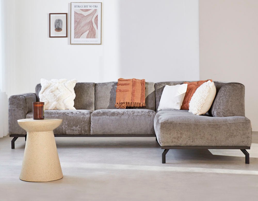 Corner sofa with high legs taupe velvet Chloe - right