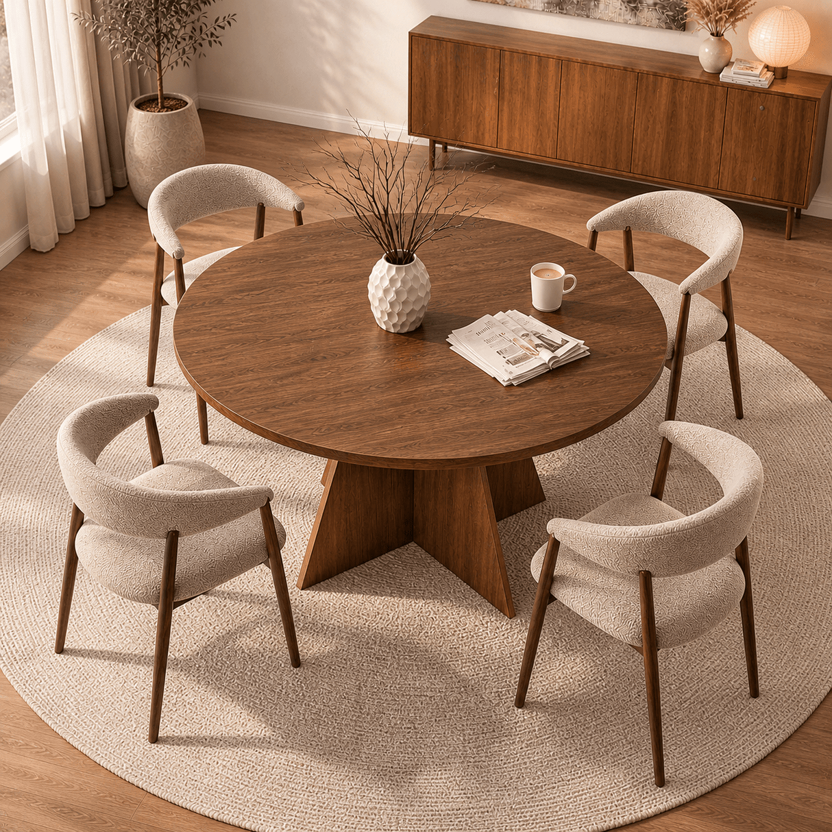 Dining room table round Walnut - 120 cm - Mary