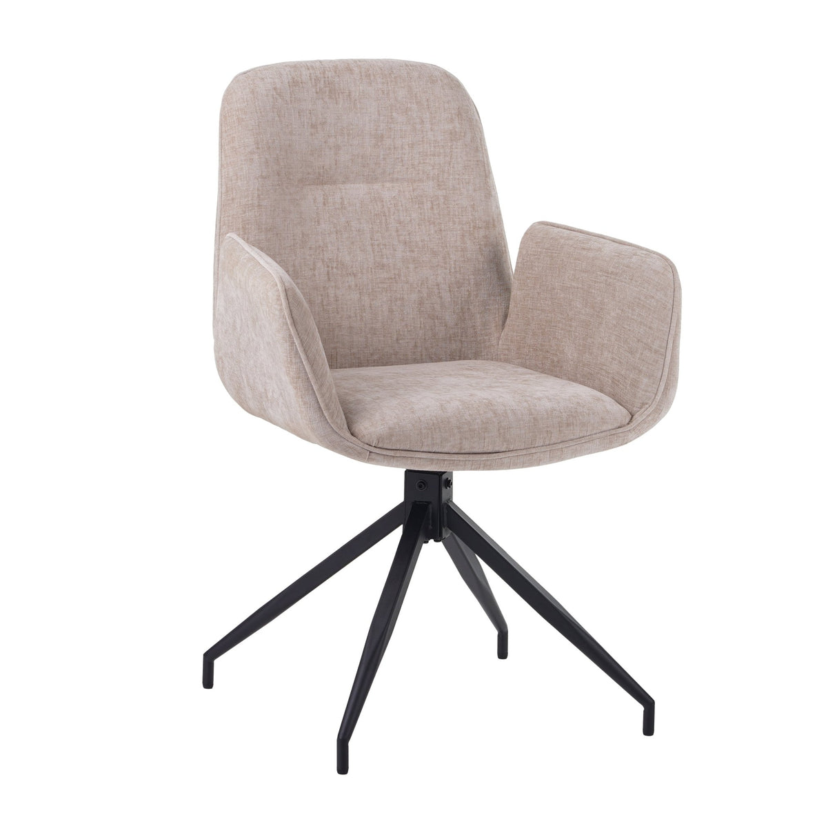 Rotatable Dining Chair Nela Chenille Beige - With Armrests
