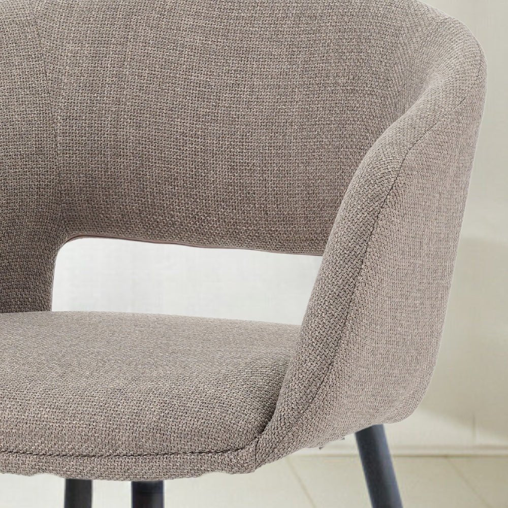 Set of 4 Scandinavian Dining Chairs Don Taupe Fabric Shell Shape - With Armrests