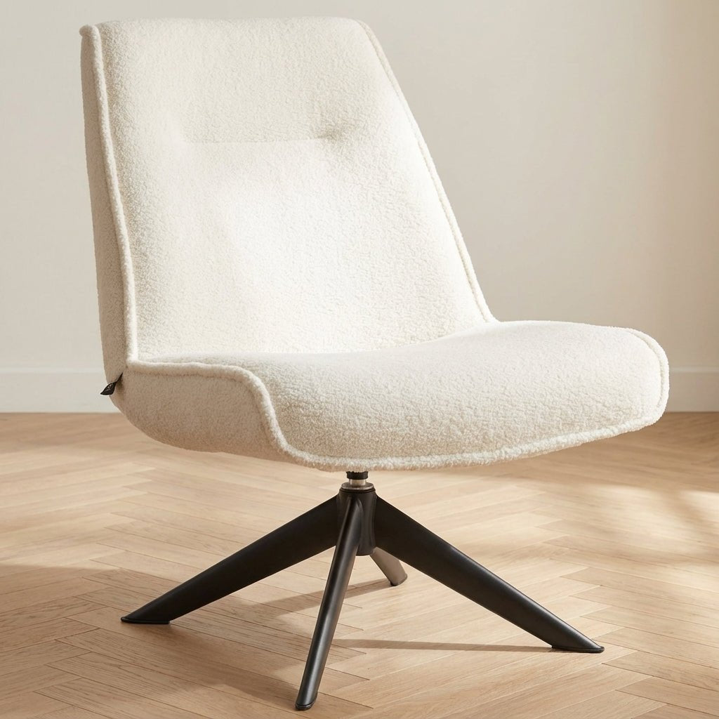 Swivel armchair Marijn teddy natural mood photo in modern interior