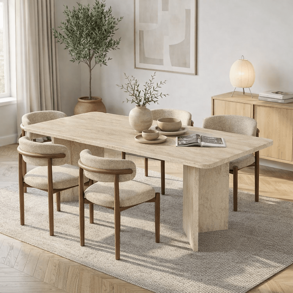 Dining table travertine melamine rectangular 180x89.5x75 cm - Linova