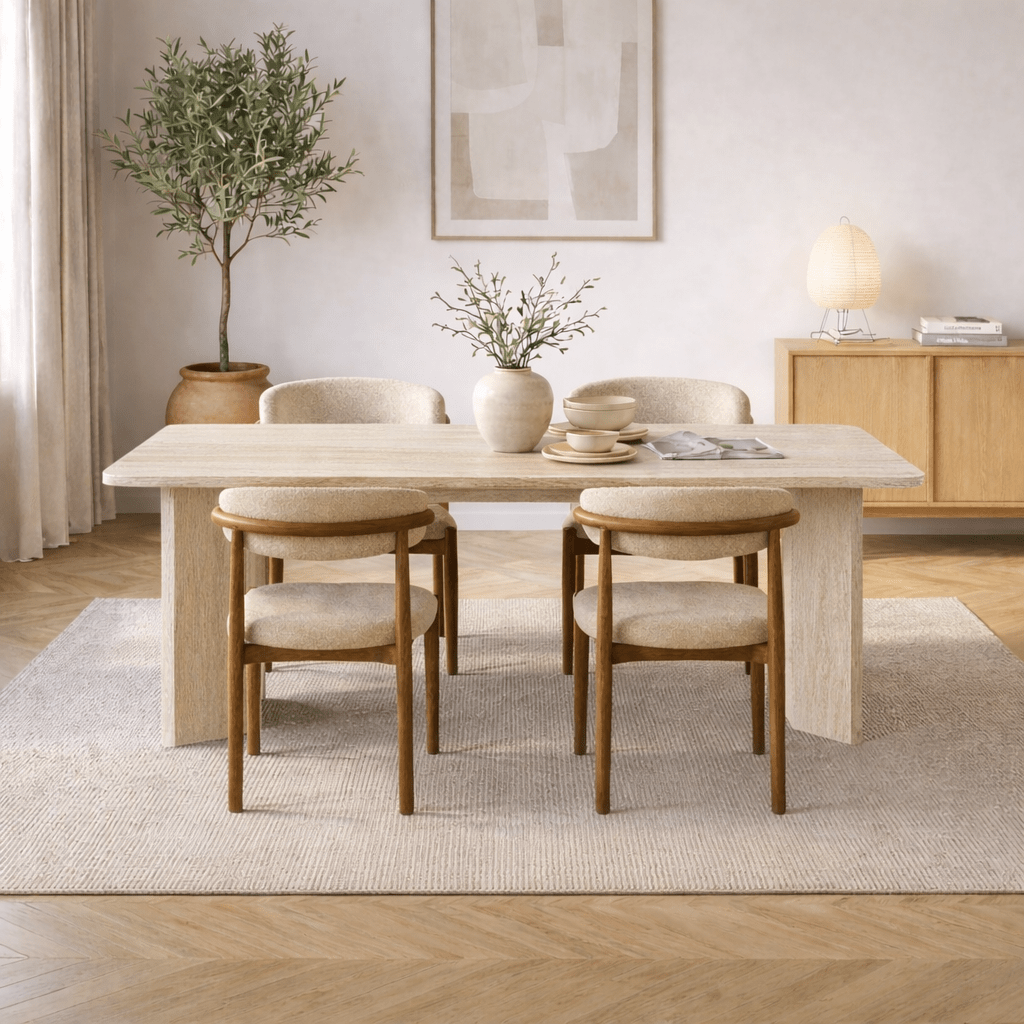Dining table travertine melamine rectangular 180x89.5x75 cm - Linova
