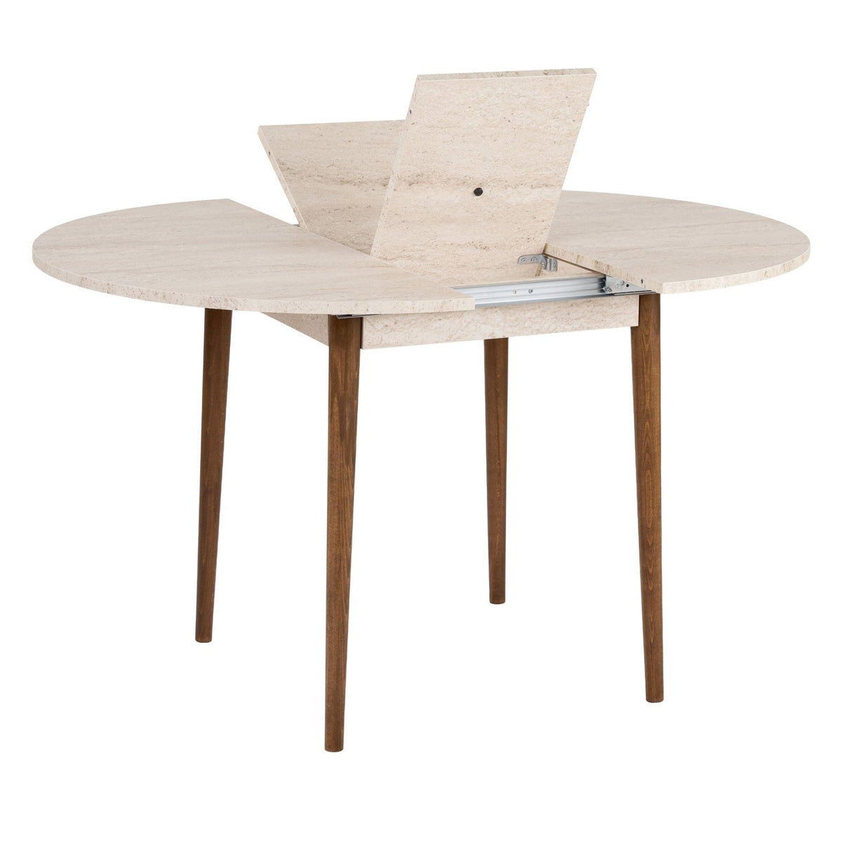 Eettafels - Eettafel travertin en walnoot melamine uitschuifbaar 100 - 130 cm - Vienna - Dimehouse