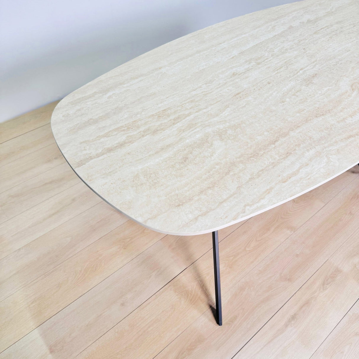 Dining Table Vesta Danish Oval Ceramic Travertine Look 180 cm