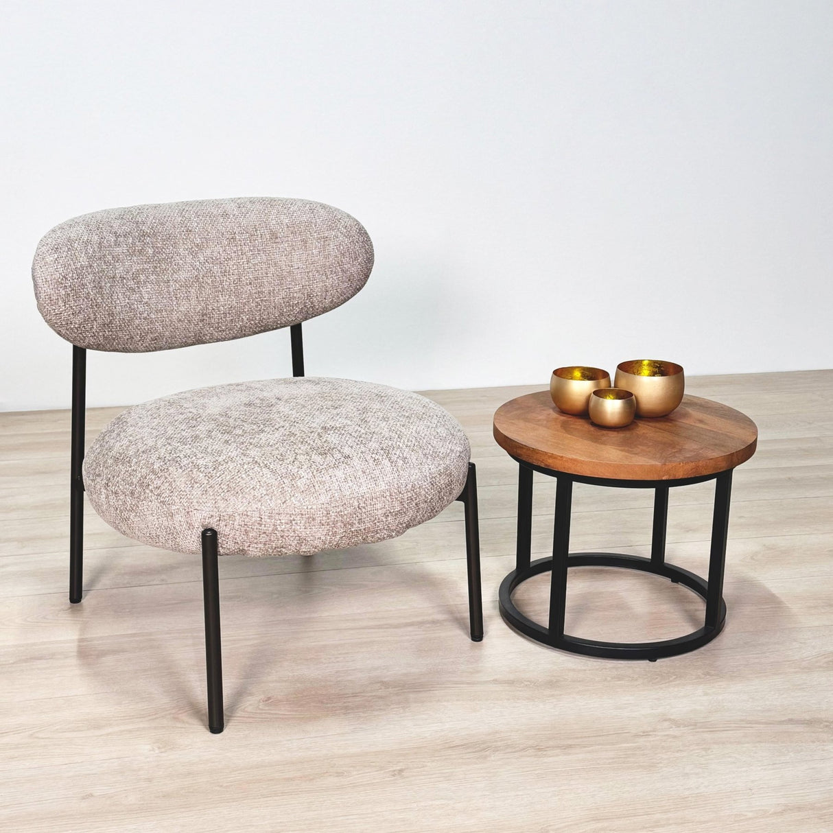 Nova Round Armchair – Sand-colored Fabric