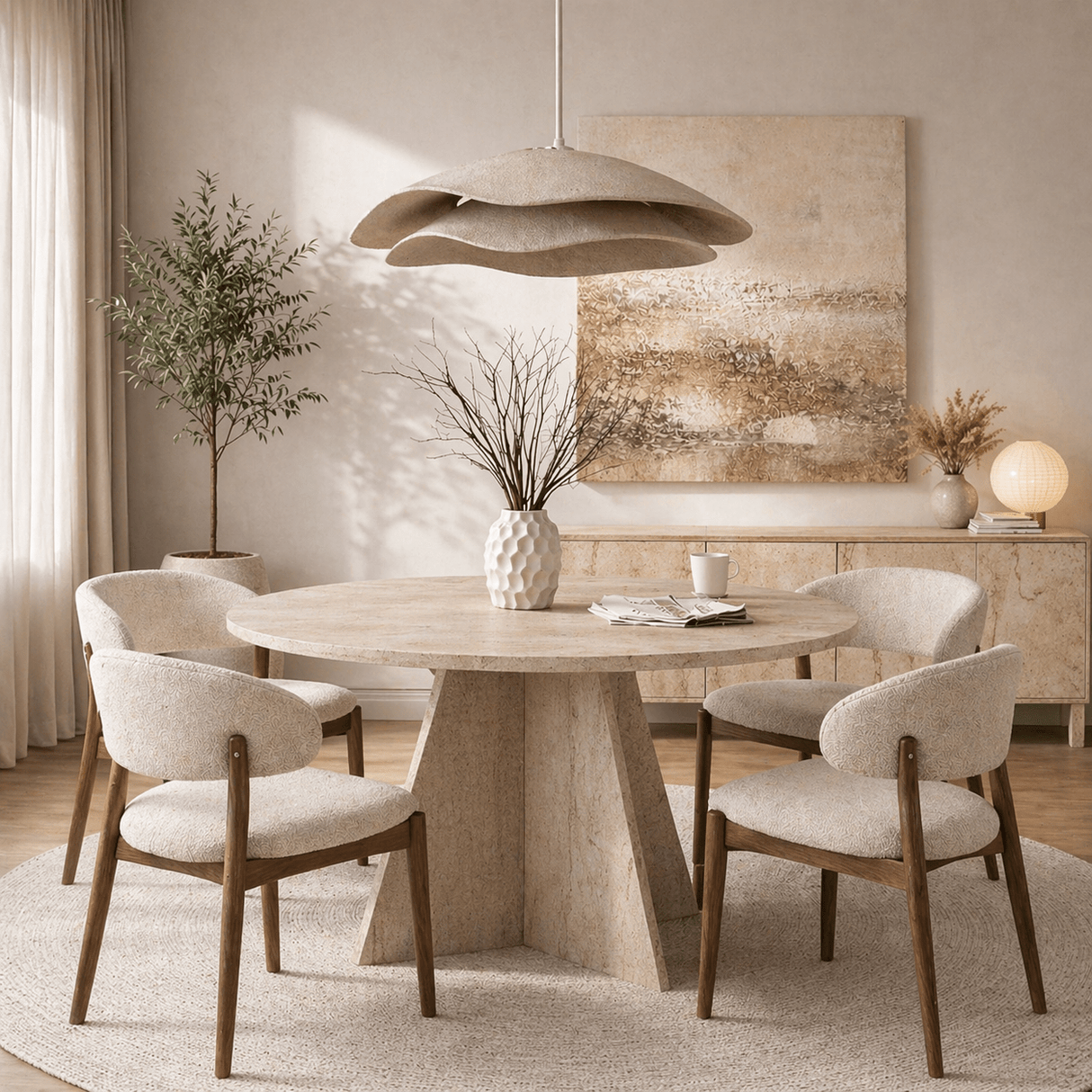 Hanglampen - Hanglamp beige carbon betonnen kap - 40 en 50 cm - Flowing - Dimehouse