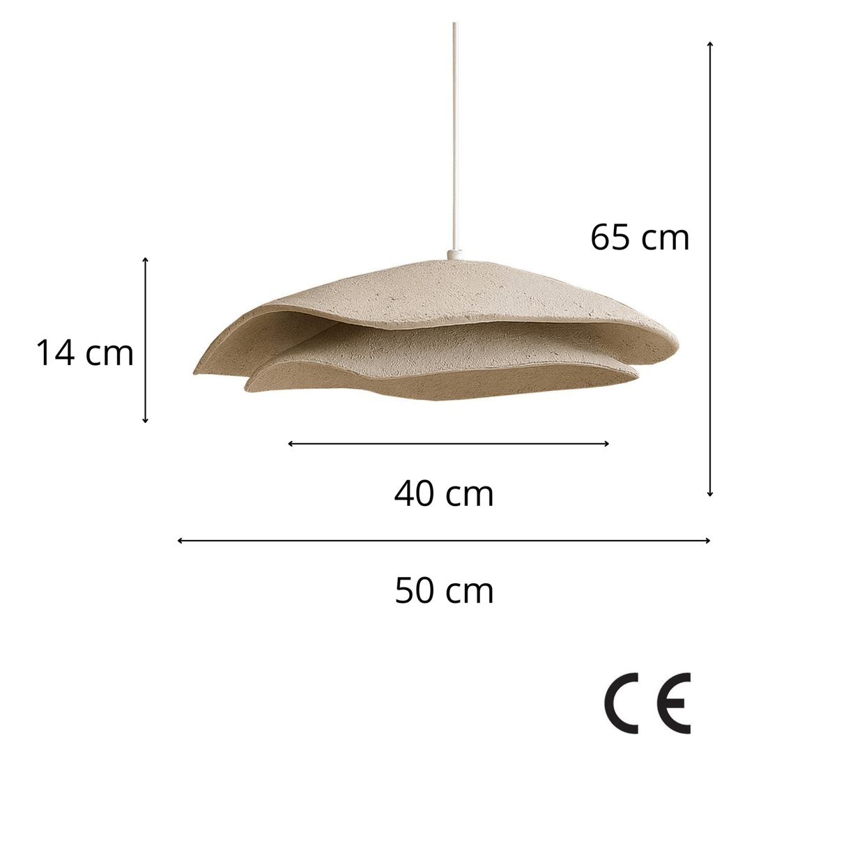 Hanglampen - Hanglamp beige carbon betonnen kap - 40 en 50 cm - Flowing - Dimehouse