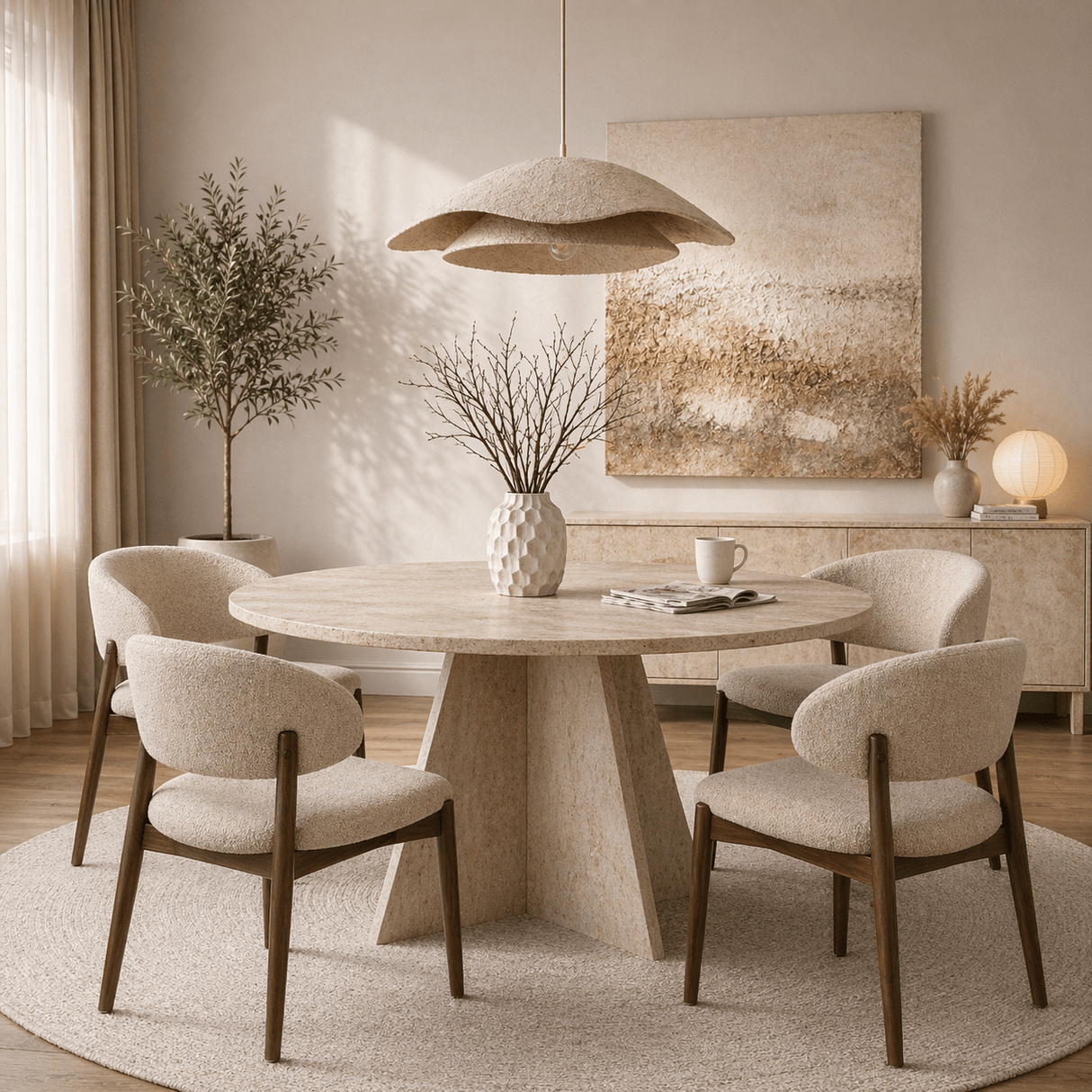 Hanglampen - Hanglamp beige carbon betonnen kap - 40 en 58 cm - Flowing - Dimehouse