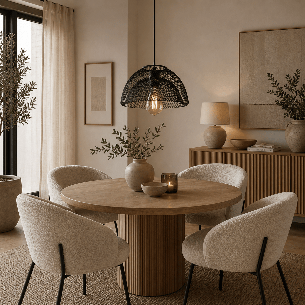 Hanglampen - Hanglamp zwart Metaal – Gaas structuur - 28 cm - 1 - lichts – Hudson - Dimehouse
