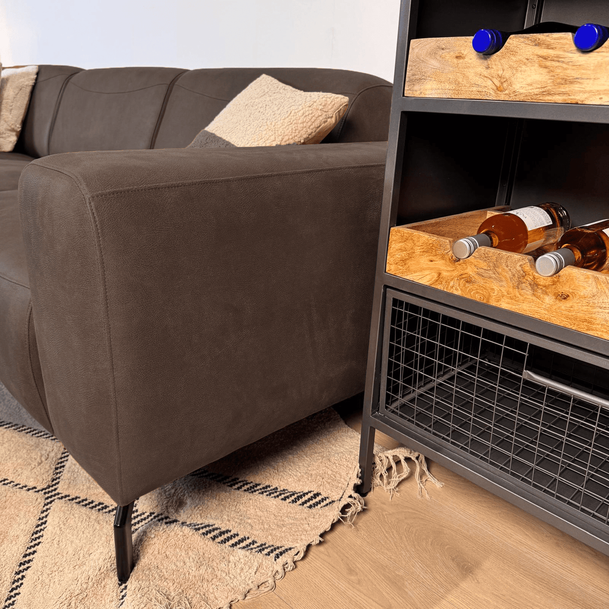 Corner sofa anthracite robust eco-leather Barin - left