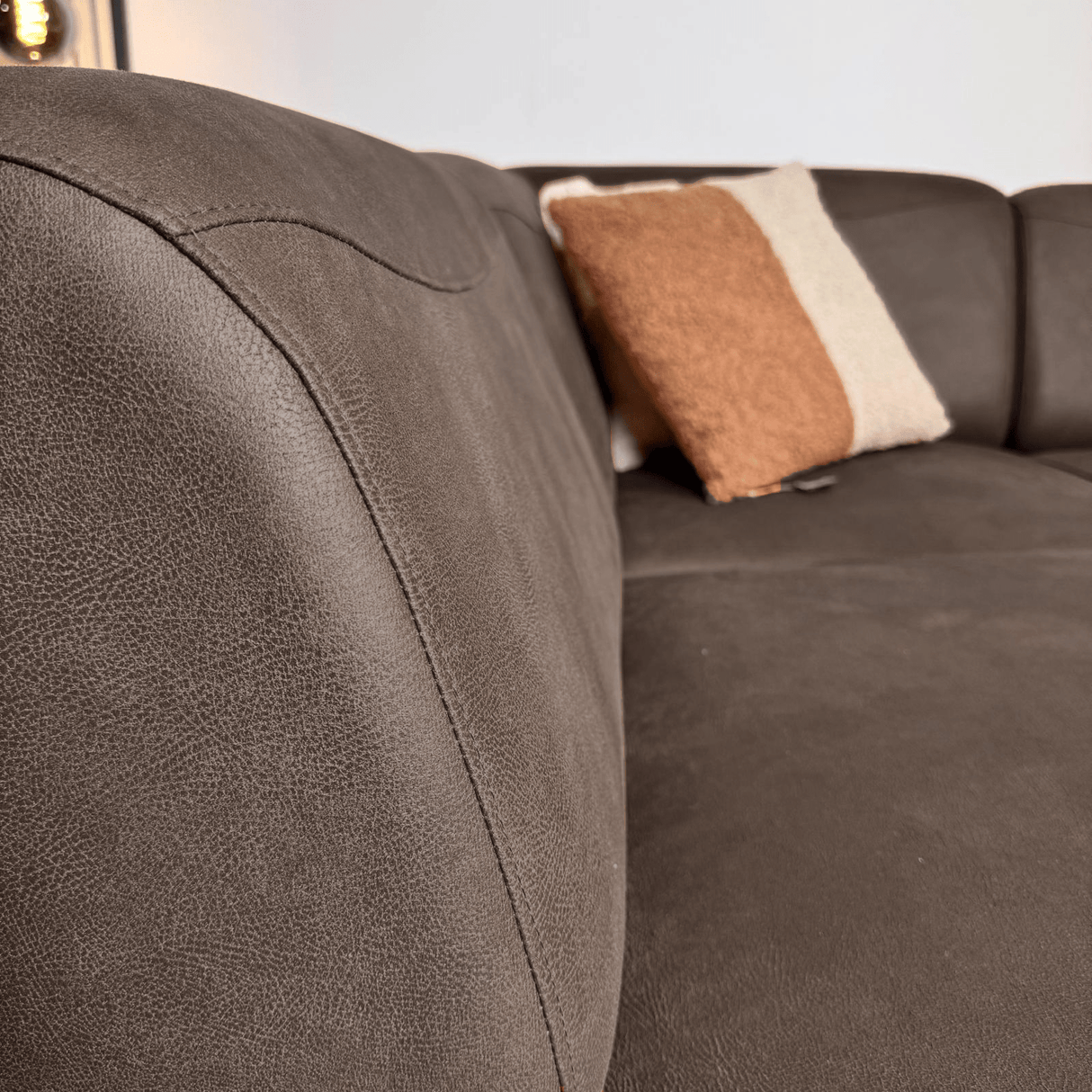 Corner sofa anthracite robust eco-leather Barin - left
