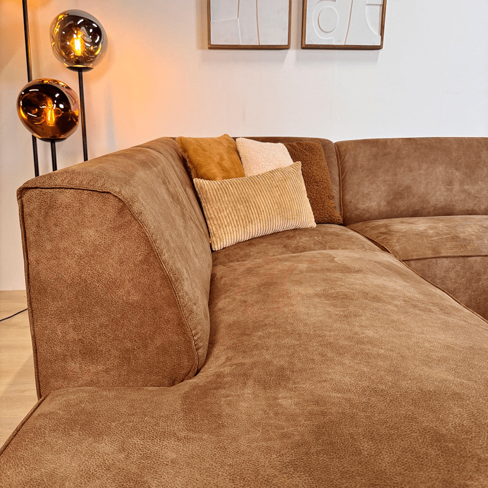 Industrial corner sofa cognac eco-leather Brisbane - left