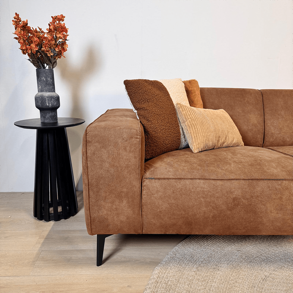 Industrial corner sofa cognac eco-leather Brisbane - right