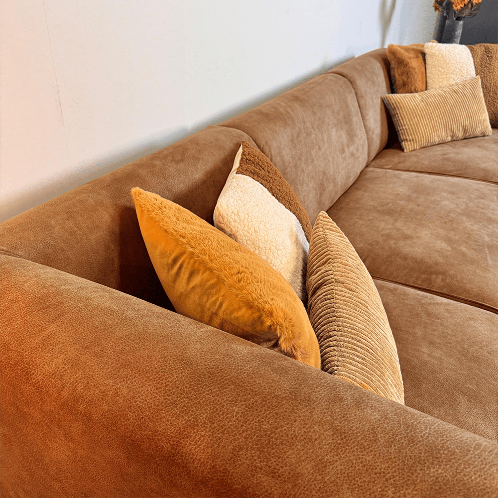 Industrial corner sofa cognac eco-leather Brisbane - left