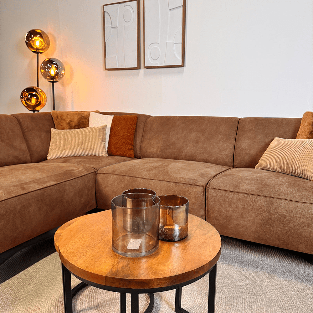 Industrial corner sofa cognac eco-leather Brisbane - left