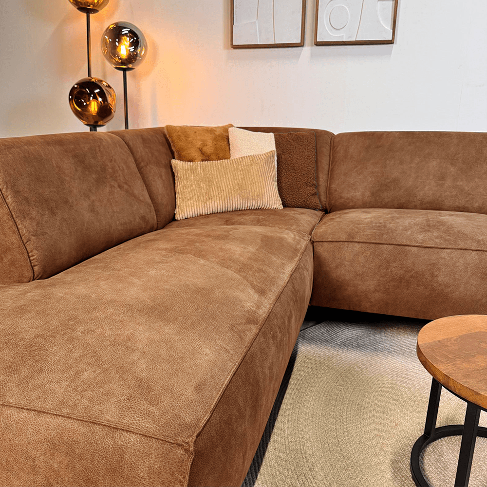 Industrial corner sofa cognac eco-leather Brisbane - left