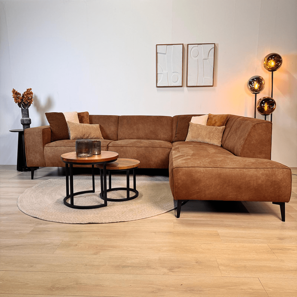 Industrial corner sofa cognac eco-leather Brisbane - right