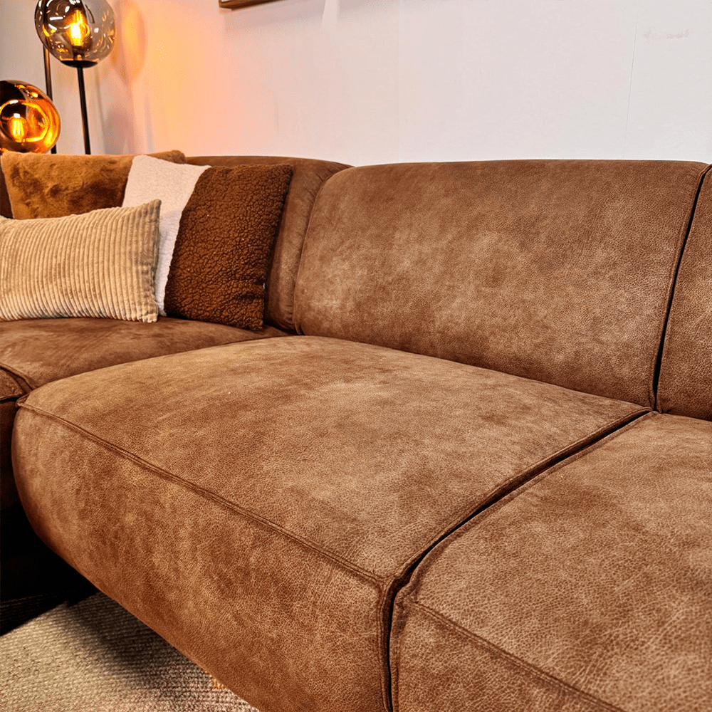Industrial corner sofa cognac eco-leather Brisbane - left