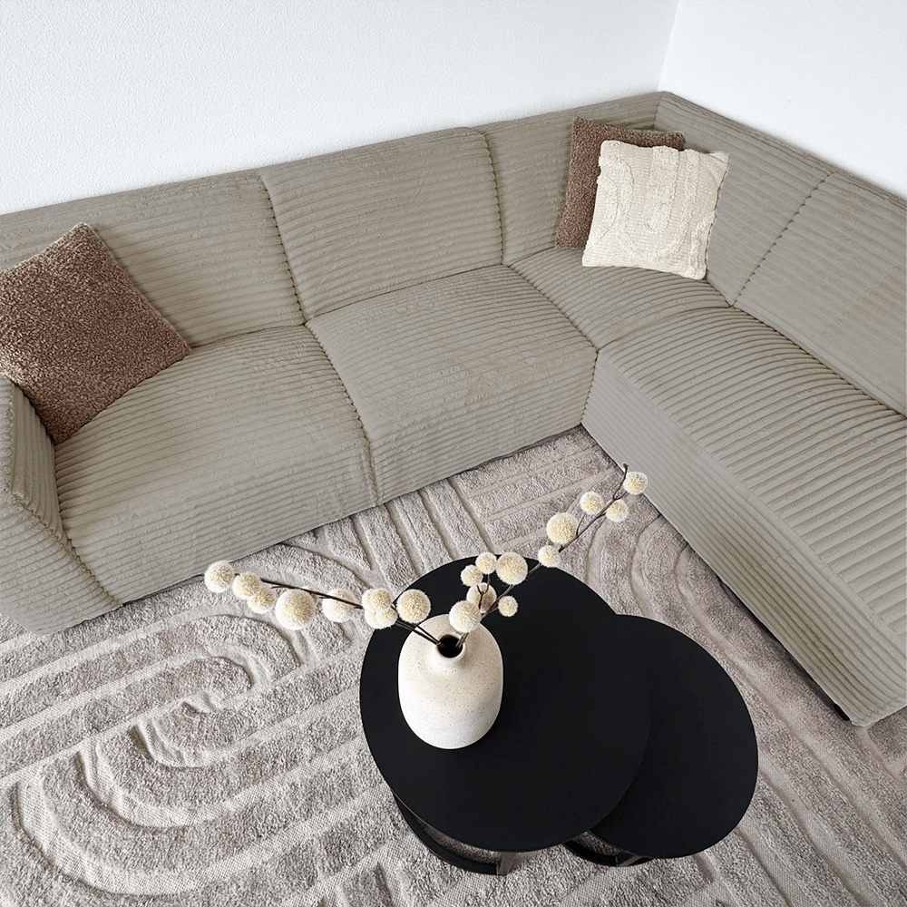 Beige corner sofa with super soft ribbed fabric Gavi - right
