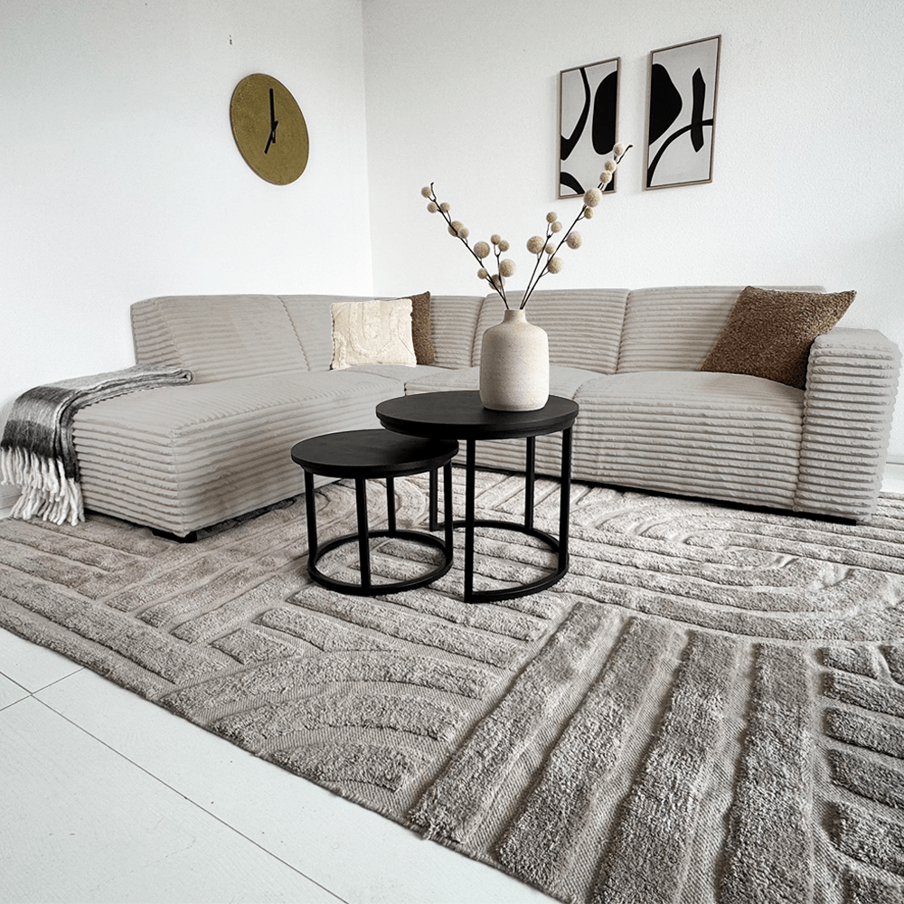 Beige corner sofa with super soft ribbed fabric Gavi - left