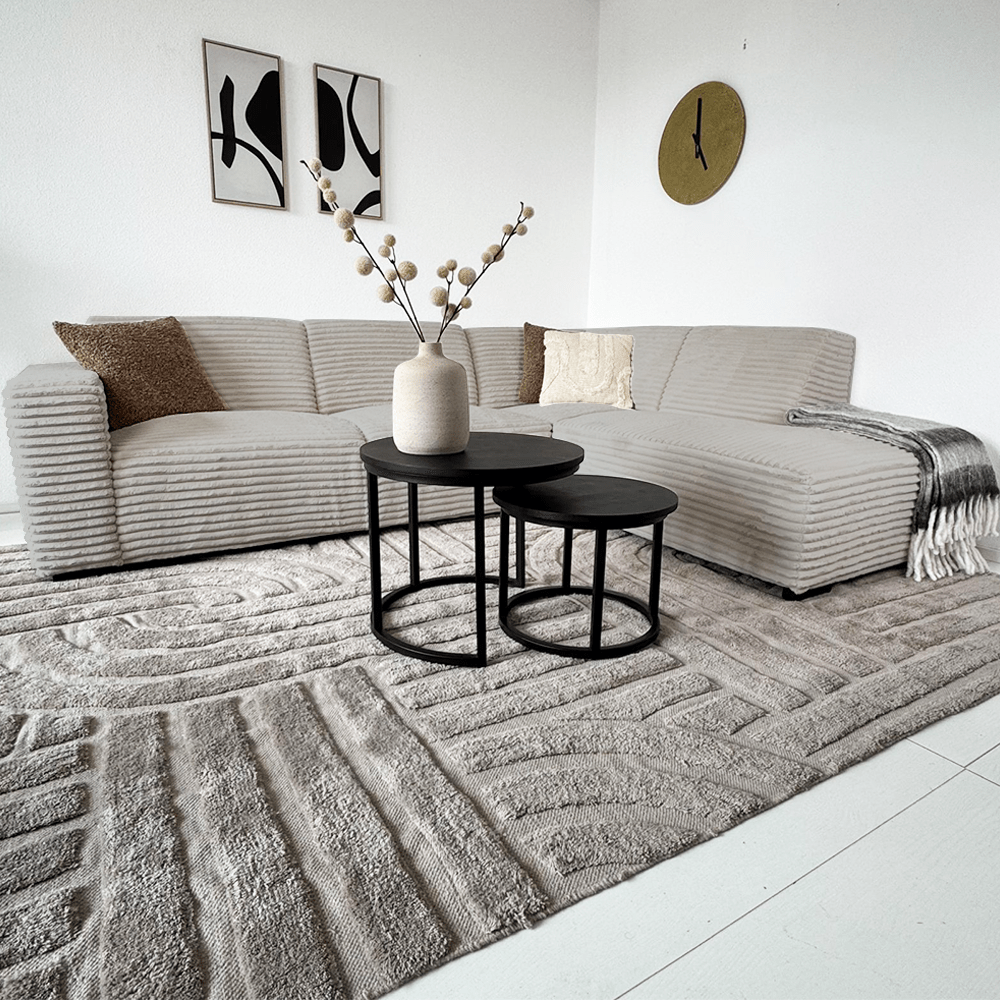 Beige corner sofa with super soft ribbed fabric Gavi - right