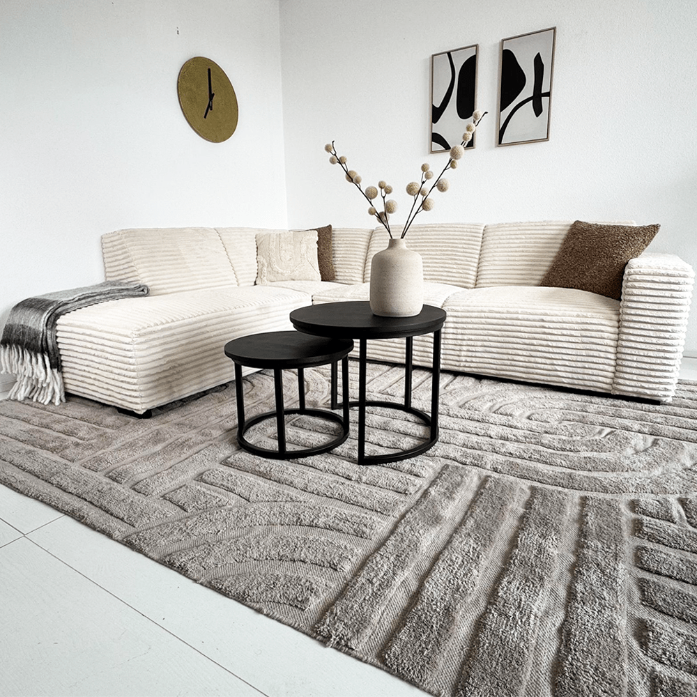 Corner sofa crème super soft ribbed fabric Gavi - left