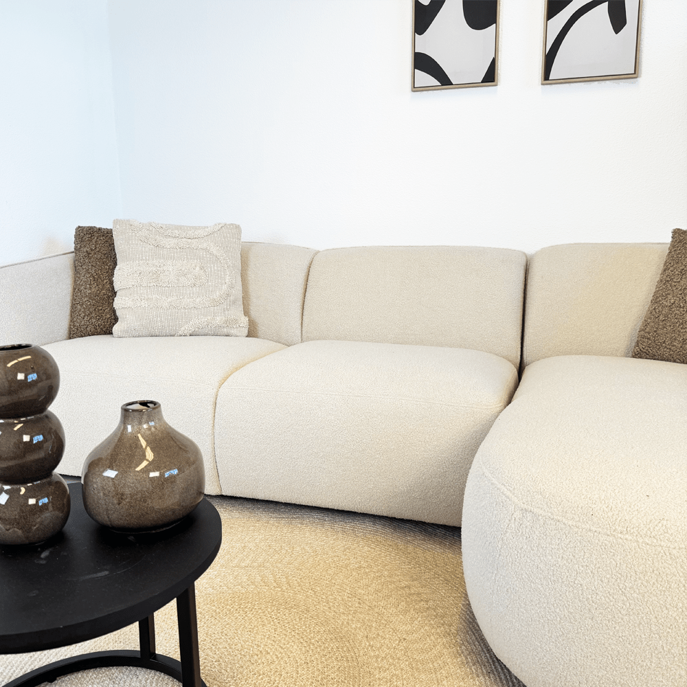 Corner sofa with organic shape, cream boucle Sophie - right