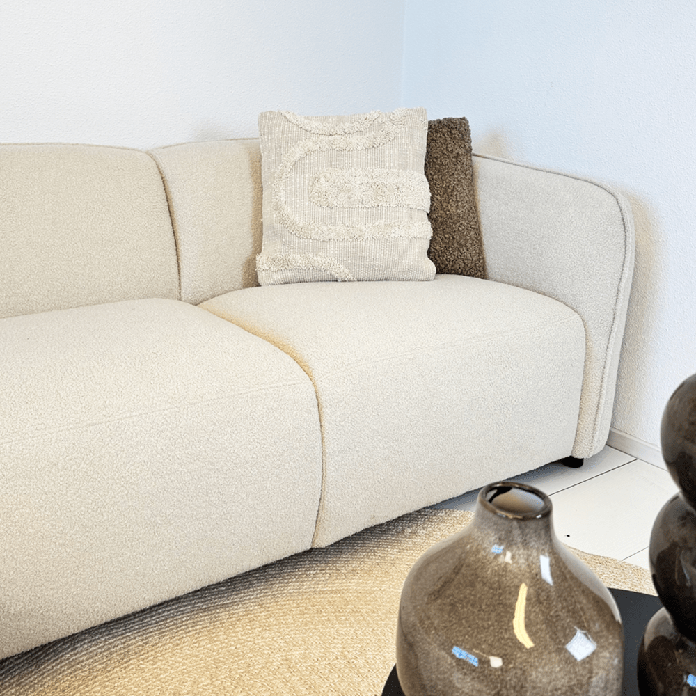 Corner sofa with organic shape crème curly Sophie - left