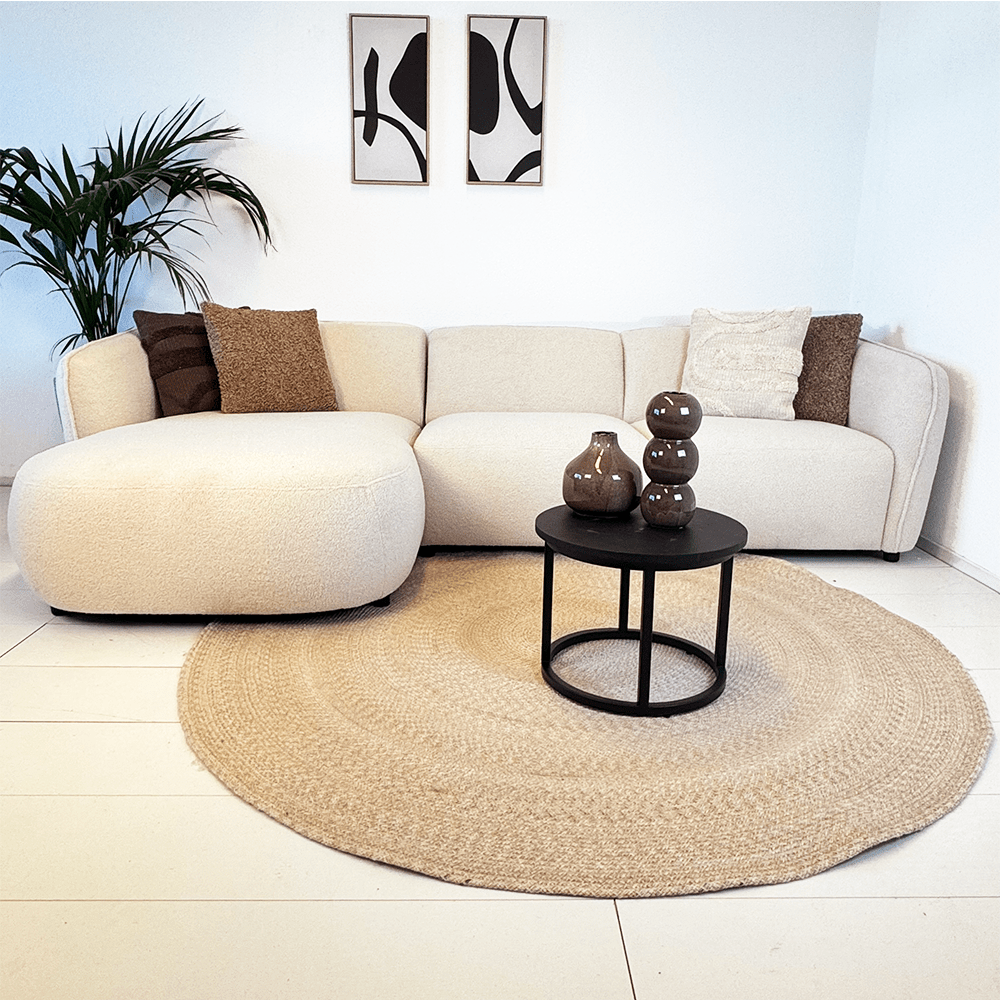 Corner sofa with organic shape crème curly Sophie - left